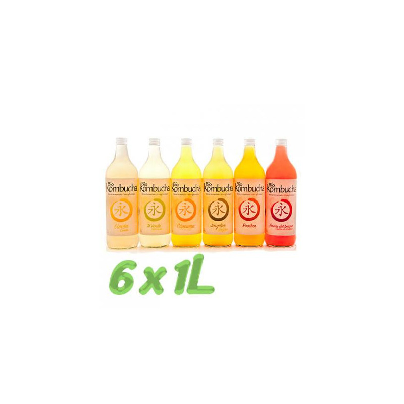 Caja BioKombucha de 6 botellas de 1L Vidrio